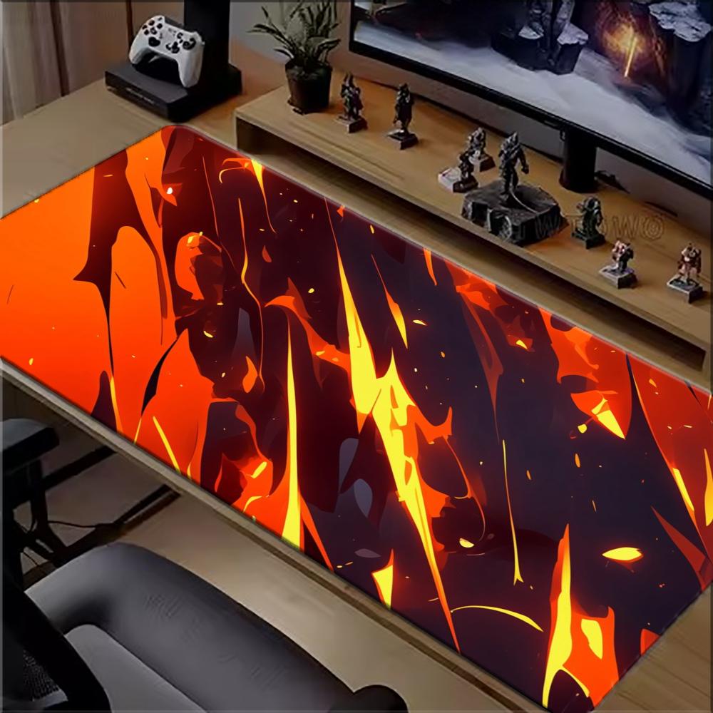 Pc Gaming Orange - Orange Flame Lava Großes Gaming-Mauspad mit