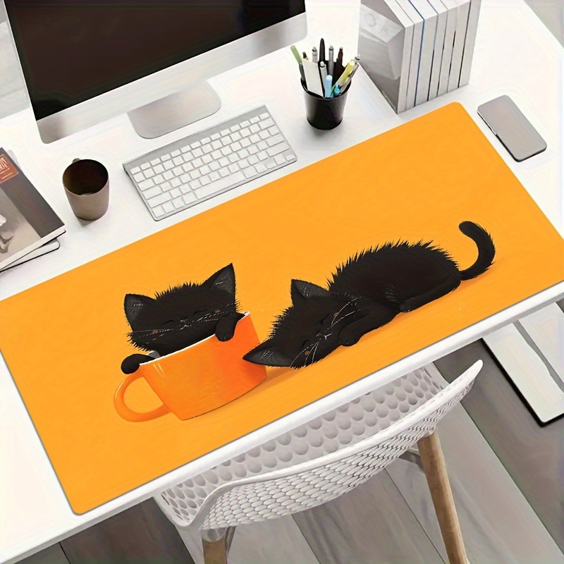 Pc Gaming Orange - Two Sleepy Black Cat Gaming-Mauspad, Cup